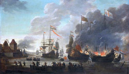 Hollanders steken Engelse schepen in brand bij Chatham, 20 juni 1667, Jan van Leyden, 1667 - 1669