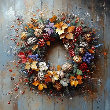 Couronne de Noël | Couronne de pommes de pin dorées