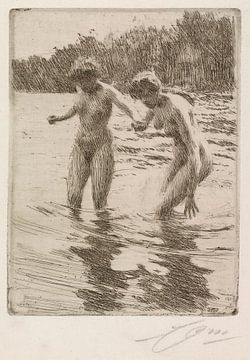 Anders Zorn - Twee baders (1910) van Peter Balan