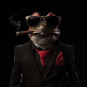 Pfeilgiftfrosch mit Zigarre und Sonnenbrille
