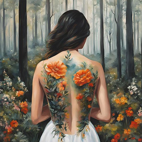 Flowers Woman In The Forest