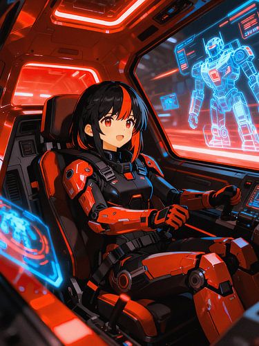 ANIME Mecha Pilot Cockpit - Cybernetische robotinterface Neonrode commandopost