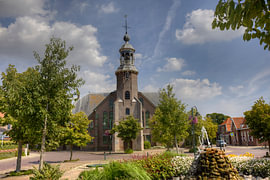 A picturesque square in the Zeeland village of Stavenisse, captured using HDR
