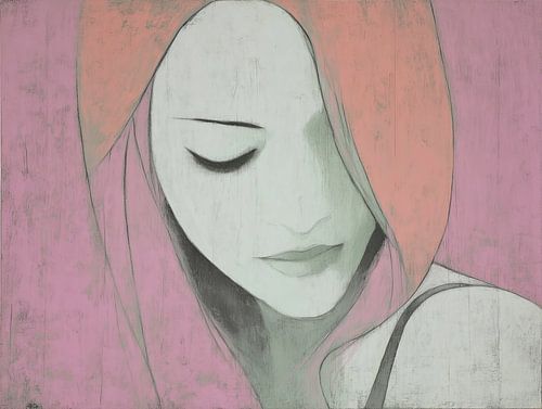 Pink hair | Coral Hood Quiet by ARTEO Paintings