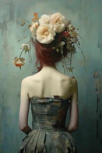 Vrouw met bloemenhoofdtooi