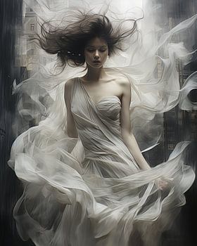 Junge Frau in weißem Kleid