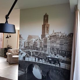 Klantfoto: Oude Gracht en Bakkerbrug, Utrecht van Vintage Afbeeldingen, als naadloos behang