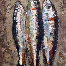 Le trois sardines taupe sur Mieke Daenen