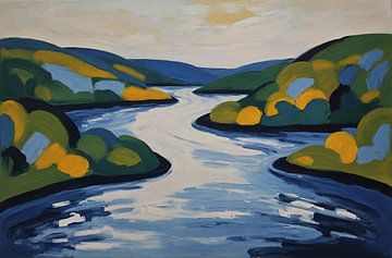 Fluss im Stil von Henri Matisse von De Muurdecoratie