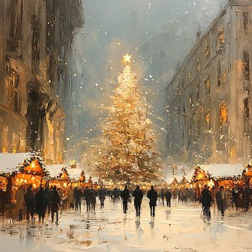 Sapin de Noël | Soirée marché aux sapins de Noël sur Peinture Abstraite