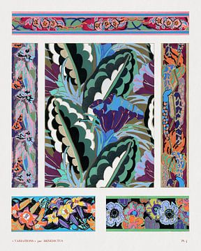 Vintage geometric floral motifs, variations 4