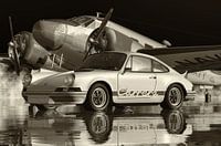 Photo N&B d'une Porsche Carrera
