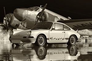 Photo N&B d'une Porsche Carrera