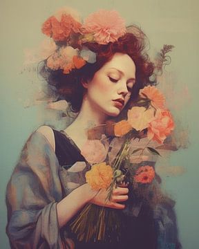 Portrait "Vintage flowers" by Carla Van Iersel