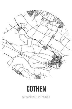 Cothen (Utrecht) | Karte | Schwarz und weiß von Rezona