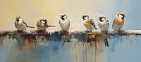 Mussen op Tak | Vogel Schilderij