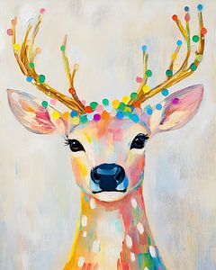 Hirsche mit Weihnachtsbeleuchtung