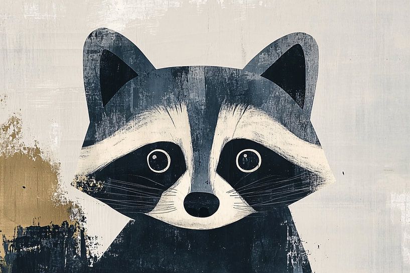 Moderne wasbeer in zwart-wit van Imperial Art House