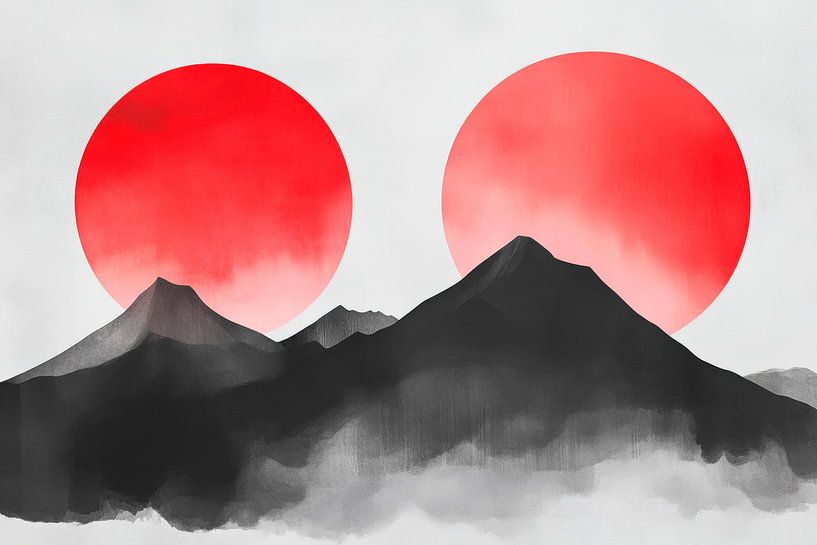 Red sun over Bergen by Poster Art Shop