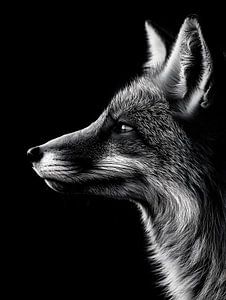 Fuchs im Profil – Elegantes Schwarzweiß Tierporträt