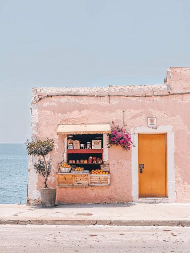 Geschäft am Meer, Pastellfarben