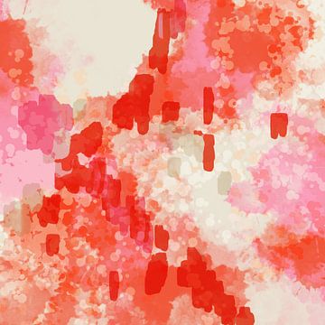 Couleurs heureuses.  Abstrait moderne en rose, rouge et blanc sur Dina Dankers