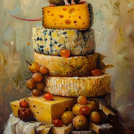 Cute mouse on a pile of cheese by But First Framing