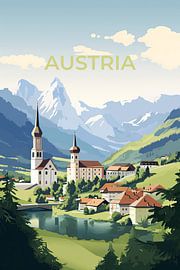 Retro travel poster of Austria by True Nature Art