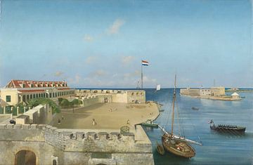 Die Hafeneinfahrt von Willemstad mit dem Gouvernementspaleis, Prosper Crébassol