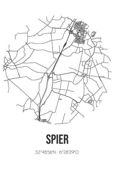 Spier (Drenthe) | Map | Black and white by Prints of Place