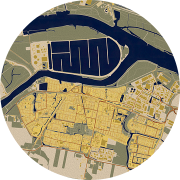 Kaart van Oud-Beijerland in de stijl van Gustav Klimt van Maporia