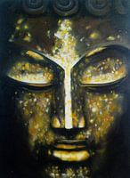 Buddha, golden 2017 - Media-Mix on wood