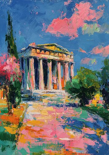 Parthenon Athens in Matisse style