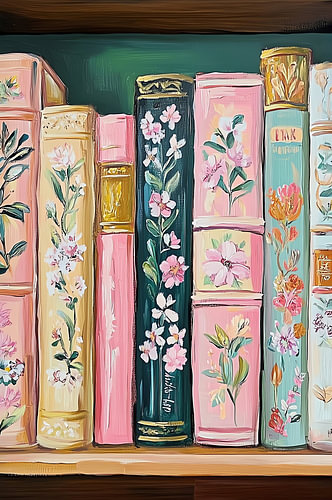 Livres sur les fleurs sur fond vert