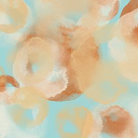 Neon art. Watercolor brush strokes in terra and light blue by Dina Dankers