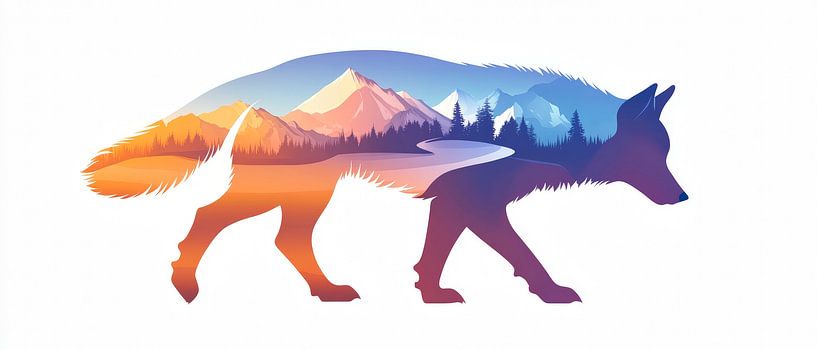 Wolf in landscape design by Poster Art Shop