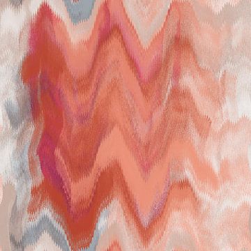 Retro abstract 70s in pink, terracotta, white, coral orange by Dina Dankers