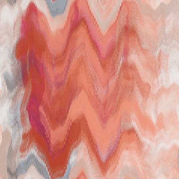 Retro abstract 70s in pink, terracotta, white, coral orange by Dina Dankers