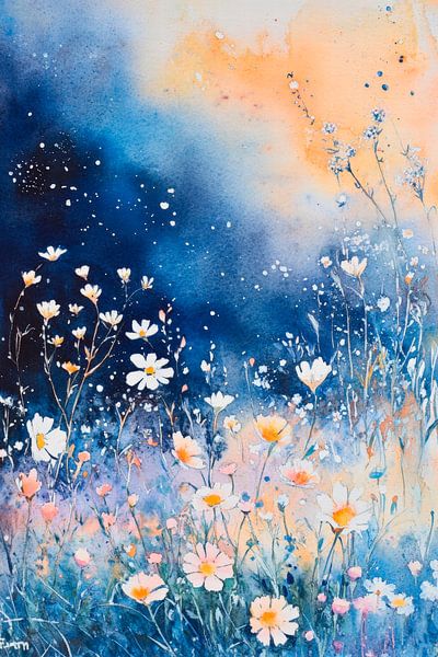 Sea of flowers in the evening light by Poster Art Shop