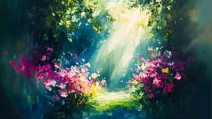 Paysage floral ensoleillé en été