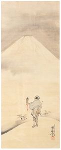 Kawanabe Kyōsai - Falkner und der Berg Fuji