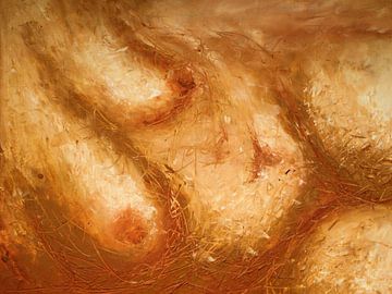 Vrouwelijk naakt met hangende borst. van Anita Snik-Broeken