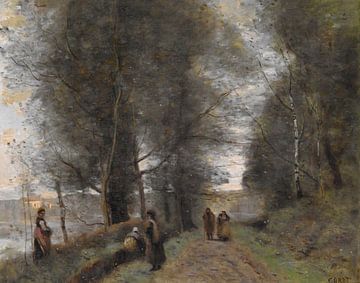 Ville d'Avray, Bosweg aan de rand van de vijver, Jean-Baptiste-Camille Corot
