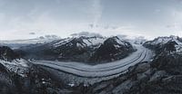 Panorama of the landscape at the Aletsch glacier in Switzerland between the mountains by Felix Van Lantschoot thumbnail