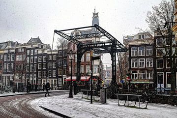 Amsterdam city centre in the winter