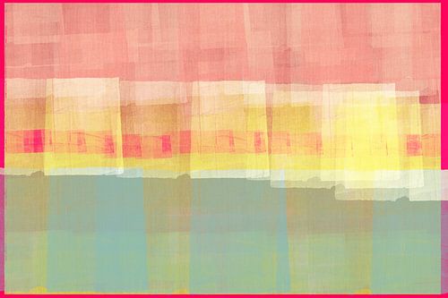 Abstract in roze, wit, geel, mint en neonrood.