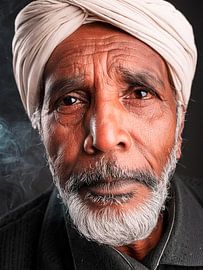 Old man with wrinkles and beard