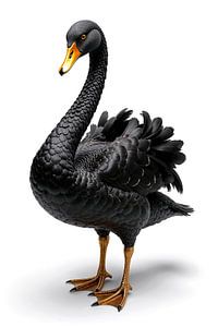 SCHWARZER SCHWAN: Premium Porträt Fine Art Wandbild