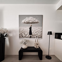 Klantfoto: Ethereal Rain | Surrealistische bloemenillustratie van Mirjam Duizendstra, als ArtFrame