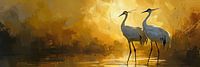 Kraniche als Panoramagemälde